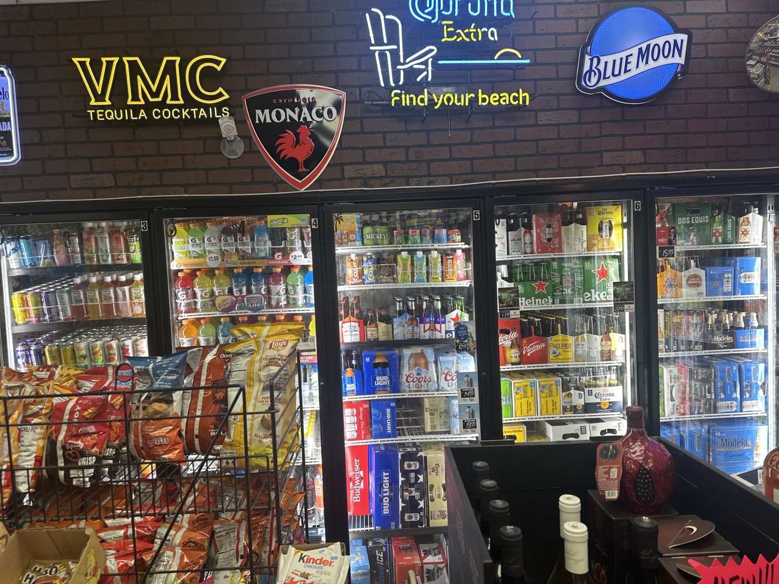 Drinks and snacks inside the store