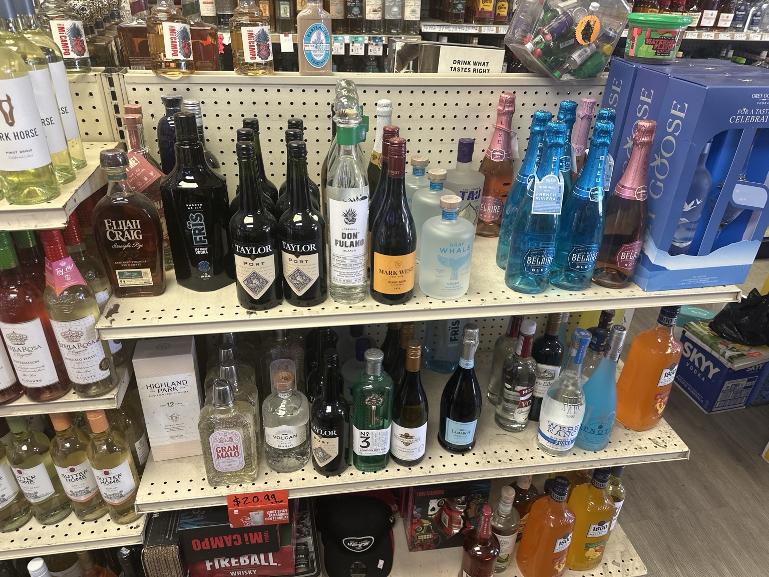 Premium bottles on display